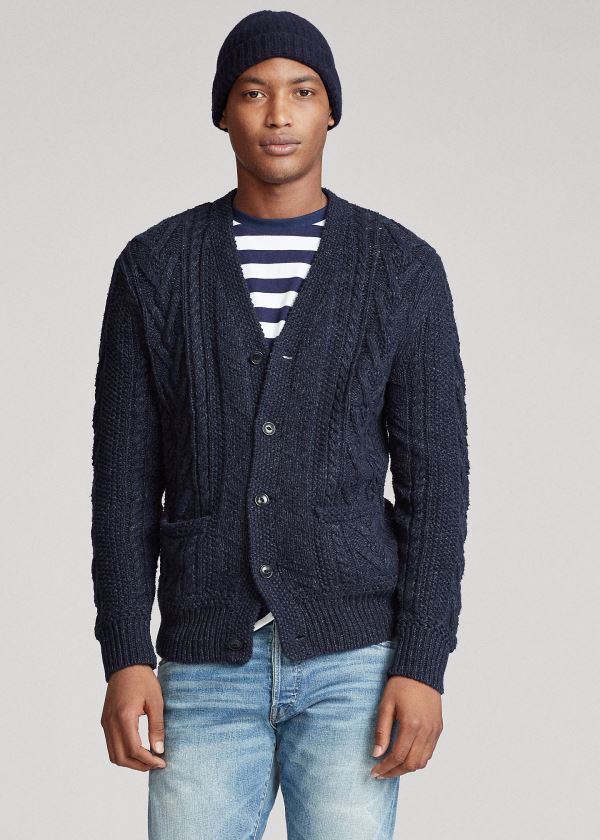 Polo Ralph Lauren Aran Cotton-Blend Cardigan Herre Danmark (XNFYJ7513)